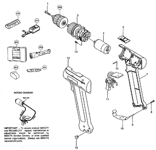 Page 1 Diagram and Parts List for 6096DWE  Makita Drill