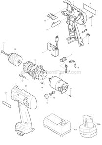Part Location Diagram of 183206-6 Makita Housing Set