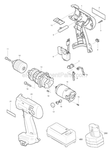 Part Location Diagram of 183207-4 Makita Housing Set