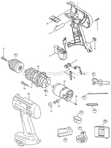 Page A Diagram and Parts List for 8443DWDE  Makita Hammer Drill