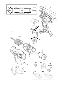 Page 1 Diagram and Parts List for 8390DWAE  Makita Drill