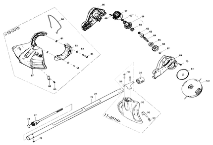 Fig-1 Diagram and Parts List for XRU12SM1  Makita Trimmer