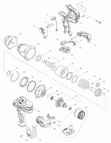 Page 1 Diagram and Parts List for XWT07Z  Makita Drill