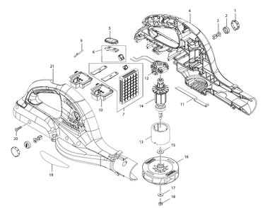 Page 1 Diagram and Parts List for XBU01PT  Makita Leaf Blower / Vacuum