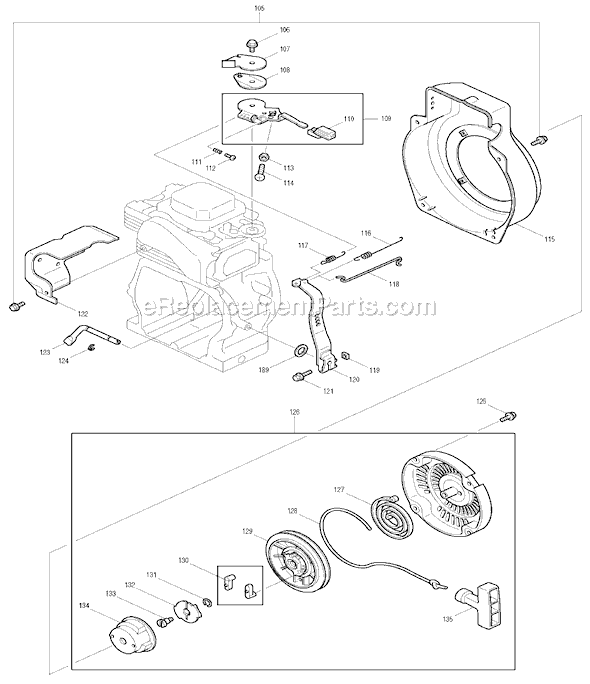 Page E Diagram and Parts List for EW310R  Makita Water Pump