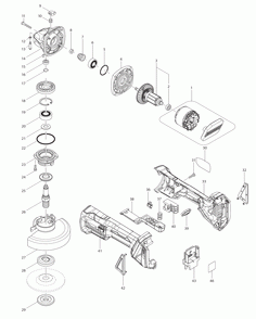Page 1 Diagram and Parts List for XAG06M  Makita Grinder