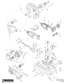 Diagram Diagram and Parts List for XWL01Z  Makita Table Saw