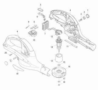 Page 1 Diagram and Parts List for BUB360Z Type 1 Makita Leaf Blower / Vacuum