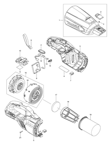 Fig-0 Diagram and Parts List for DCL281FZ  Makita Hand Vacuum