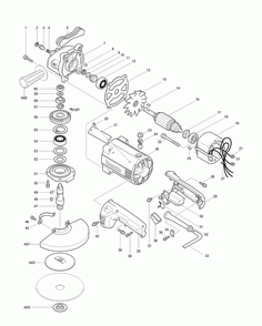 Page 1 Diagram and Parts List for 9607NB Type 2 Makita Grinder