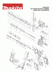 Page 1 Diagram and Parts List for HRH02ZX2 Type 1 Makita Hammer