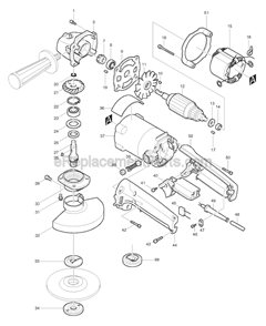 Part Location Diagram of 193048-0 Makita Sanding Lock Nut 5/8-48