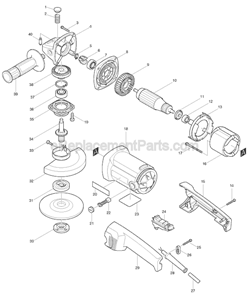 Page A Diagram and Parts List for 9016B  Makita Angle Grinder