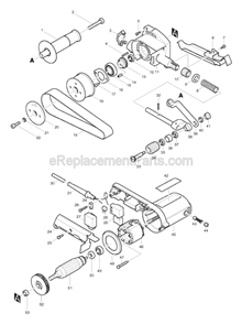 Part Location Diagram of 222129-4 Makita Pulley 33-64