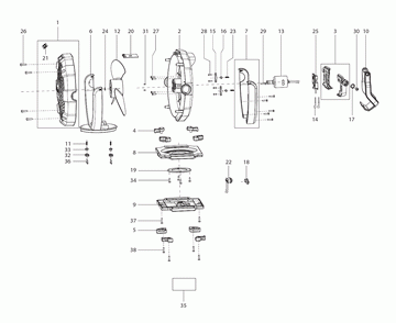 Page 1 Diagram and Parts List for CF100DZ  Makita Fan