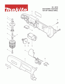 Page 1 Diagram and Parts List for DA312DZ  Makita Drill
