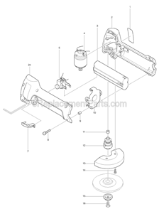 Page A Diagram and Parts List for 9500D  Makita Angle Grinder