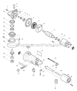 Page A Diagram and Parts List for 9523NBH  Makita Angle Grinder