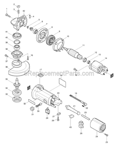 Page A Diagram and Parts List for 9527NB  Makita Angle Grinder