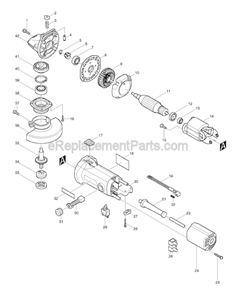 Page A Diagram and Parts List for 9528NB  Makita Angle Grinder