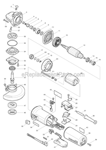 Page A Diagram and Parts List for 9564CV  Makita Angle Grinder