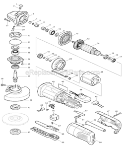 Page A Diagram and Parts List for 9564PC  Makita Angle Grinder