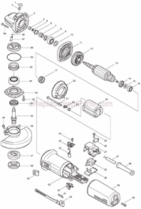 Page A Diagram and Parts List for 9565  Makita Angle Grinder