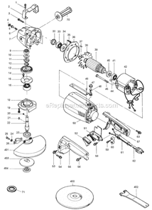 Page A Diagram and Parts List for 9607B  Makita Angle Grinder