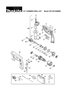 Page 1 Diagram and Parts List for HP1501K  Makita Drill
