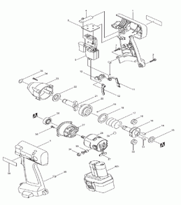 Page 1 Diagram and Parts List for 6909DWDE  Makita Drill