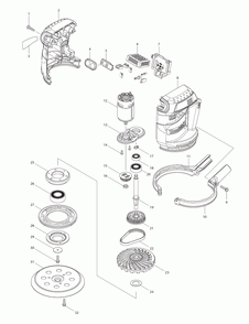 Page 1 Diagram and Parts List for XOB01T  Makita Sander