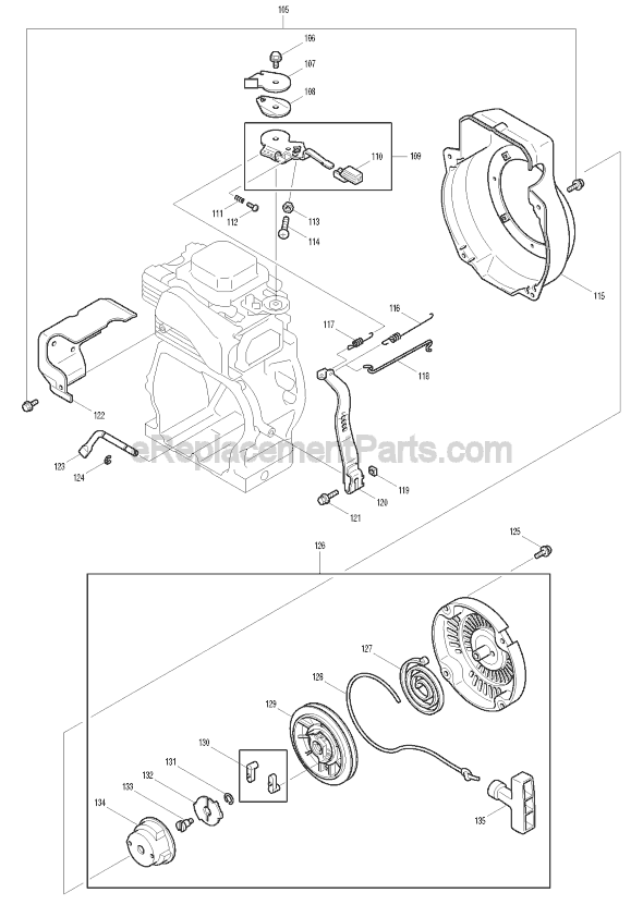 Page E Diagram and Parts List for EW210R  Makita Water Pump
