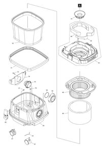Fig-1 Diagram and Parts List for XCV22ZU  Makita Canister Vacuum