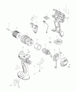 Page 1 Diagram and Parts List for XPH012  Makita Drill
