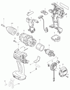 Page 1 Diagram and Parts List for BDF454Z Type 2 Makita Drill