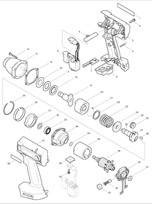 Page 1 Diagram and Parts List for BTW150  Makita Drill