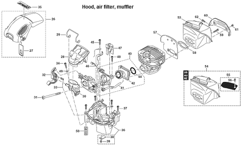 Diagram 2 Diagram and Parts List for DCS5001H  Makita Chainsaw