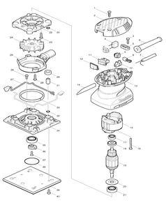 Page 1 Diagram and Parts List for BO4556K  Makita Sander