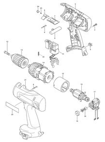 Page 1 Diagram and Parts List for 6337DWDLE  Makita Drill