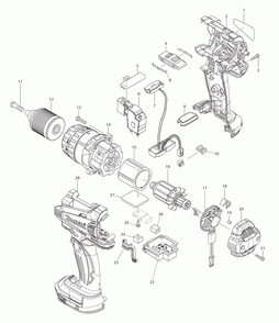 Page 1 Diagram and Parts List for XFD03M  Makita Drill