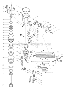 Page A Diagram and Parts List for AF631  Makita Nailer