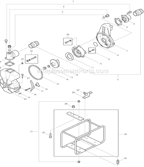 Page A Diagram and Parts List for EW310TR  Makita Water Pump