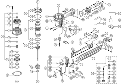 Part Location Diagram of A0501-0551 Makita Inner Trigger