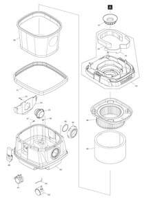 Fig-1 Diagram and Parts List for XCV21ZX  Makita Canister Vacuum