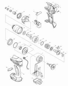 Page 1 Diagram and Parts List for XDT01Z  Makita Drill