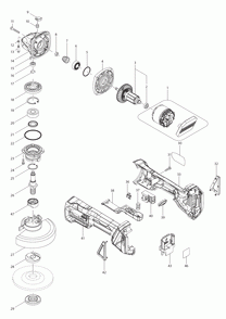 Page 1 Diagram and Parts List for XAG10M  Makita Grinder