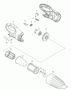 Page 1 Diagram and Parts List for CL100DZ  Makita Upright Vacuum