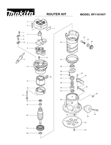 Page 2 Diagram and Parts List for RF1101KIT  Makita Router