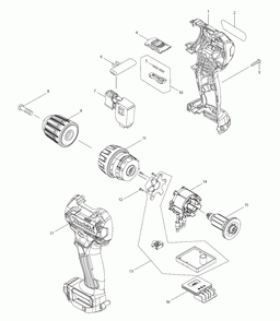 Part Location Diagram of 763238-5 Makita 3/8-inch Keyless Drill Chuck,