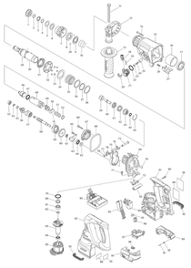 Fig-0 Diagram and Parts List for XRH01ZWX  Makita Hammer Drill